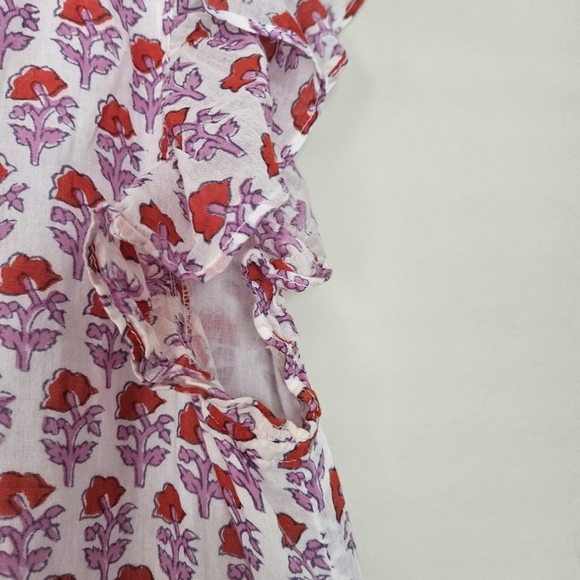 Oliphant Floral Ruffle Mini Dress in Pink and White Size S flaw - Picture 7 of 11